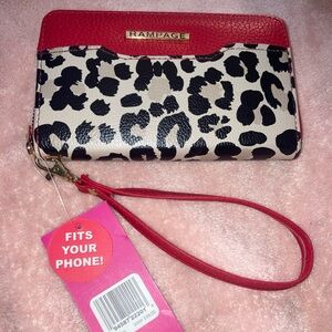 Rampage, wristlet wallet, red and animal print